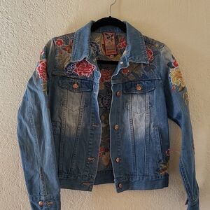 Johnny Was Workshop Embroidered Denim Jacket